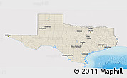 Shaded Relief Panoramic Map of Texas, single color outside