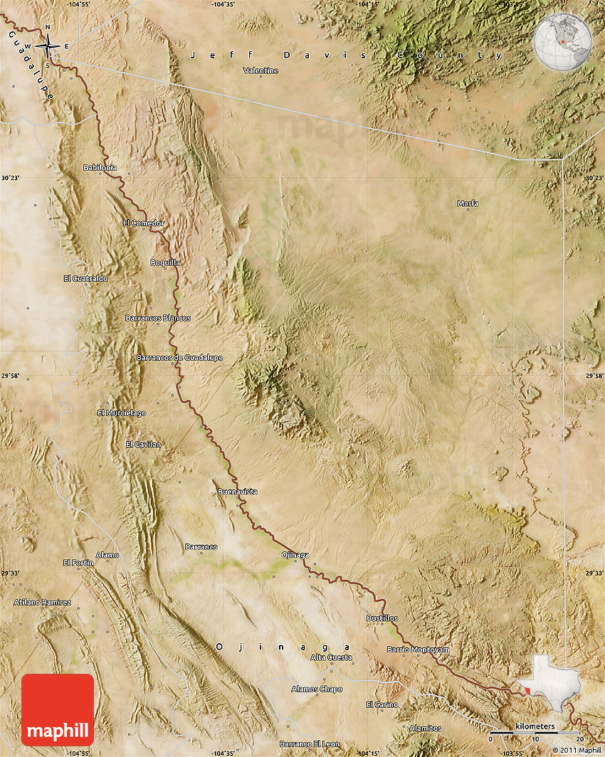 Satellite Map of Presidio County