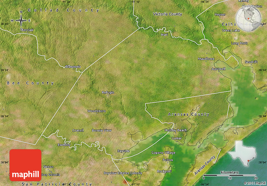 Satellite Map of Refugio County