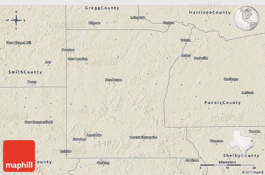 Shaded Relief 3D Map of Rusk County