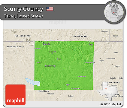 Political 3D Map of Scurry County, shaded relief outside