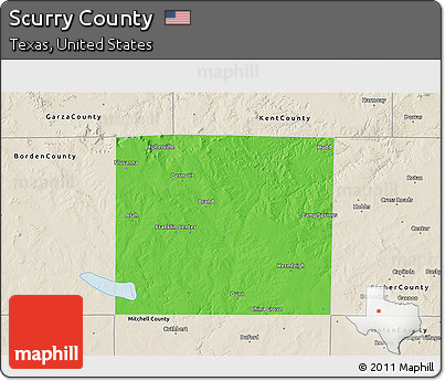 Political 3D Map of Scurry County, shaded relief outside