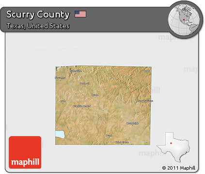 Satellite 3D Map of Scurry County, single color outside