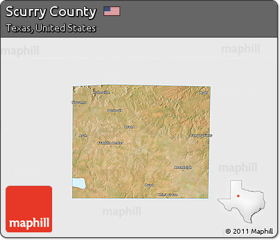 Satellite 3D Map of Scurry County, single color outside