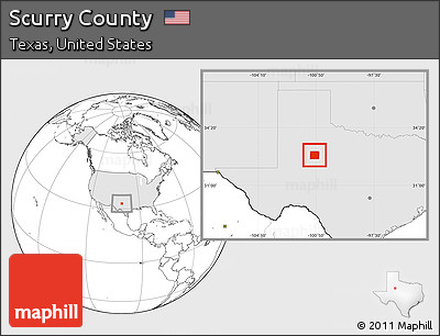 Blank Location Map of Scurry County, highlighted country