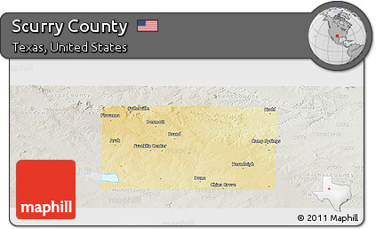 Physical Panoramic Map of Scurry County, lighten, semi-desaturated