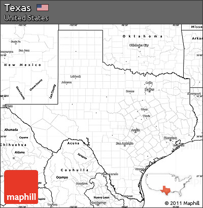 Blank Simple Map of Texas
