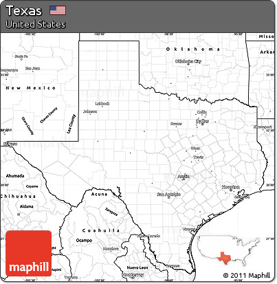 Blank Simple Map of Texas