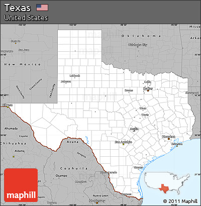 Gray Simple Map of Texas