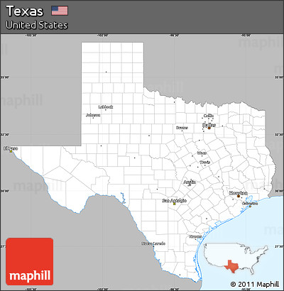 Gray Simple Map of Texas, single color outside
