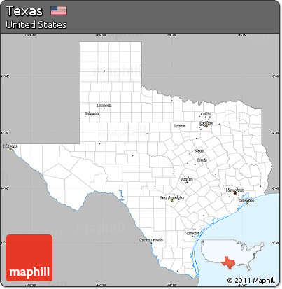 Gray Simple Map of Texas, single color outside