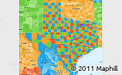 Political Simple Map of Texas, political shades outside