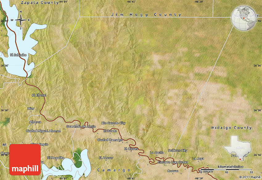 Satellite Map of Starr County