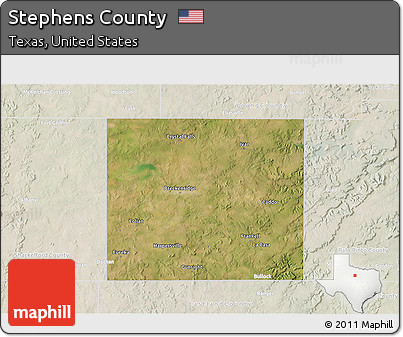 Satellite 3D Map of Stephens County, lighten