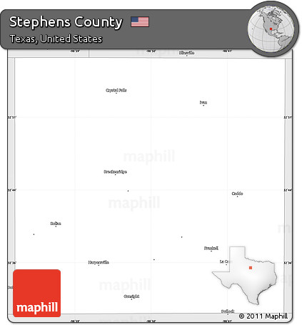 Silver Style Simple Map of Stephens County