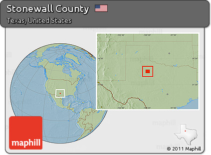 Savanna Style Location Map of Stonewall County, hill shading