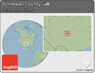 Savanna Style Location Map of Stonewall County, hill shading