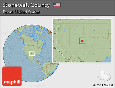 Savanna Style Location Map of Stonewall County, hill shading