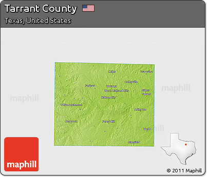 Physical 3D Map of Tarrant County, single color outside