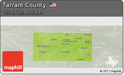 Physical Panoramic Map of Tarrant County, lighten, semi-desaturated
