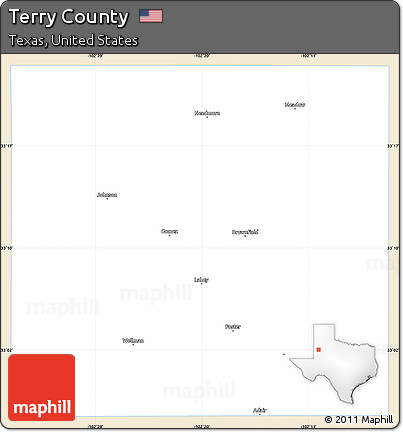 Classic Style Simple Map of Terry County, single color outside