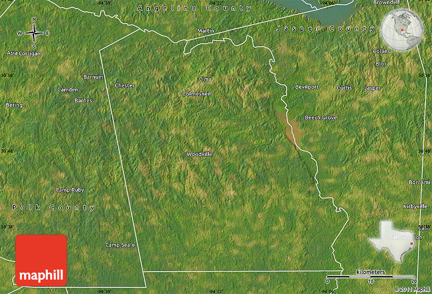 Satellite Map of Tyler County