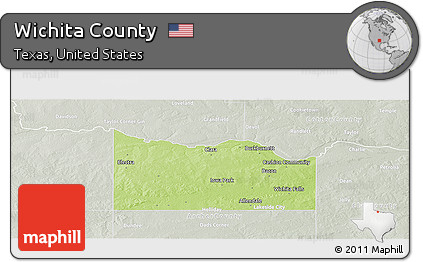 Physical Panoramic Map of Wichita County, lighten, semi-desaturated