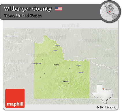 Physical 3D Map of Wilbarger County, lighten, semi-desaturated