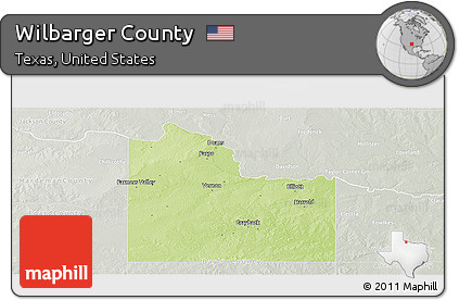 Physical Panoramic Map of Wilbarger County, lighten, semi-desaturated
