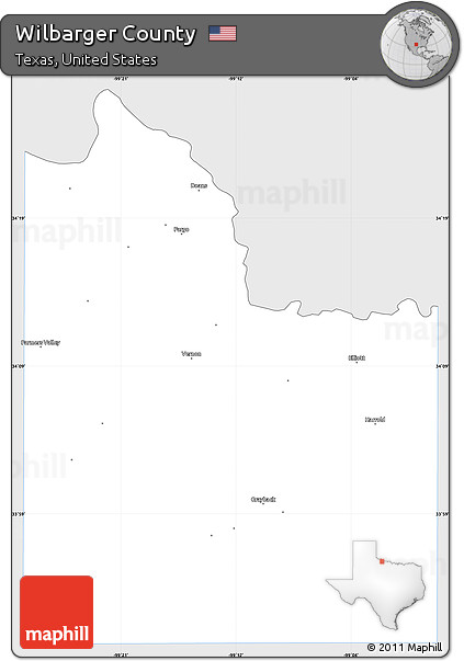 Silver Style Simple Map of Wilbarger County, single color outside