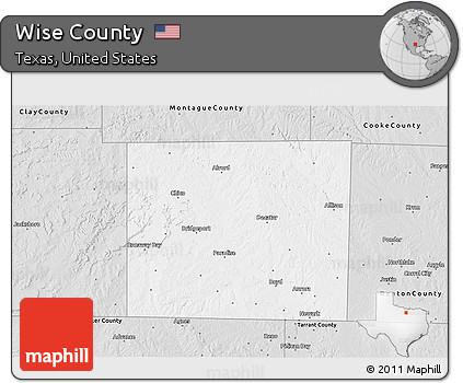 Silver Style 3D Map of Wise County