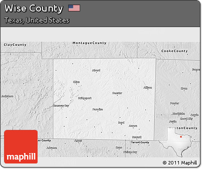 Silver Style 3D Map of Wise County