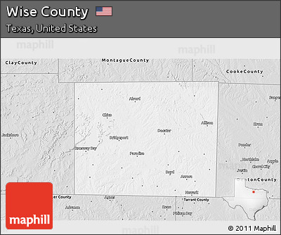 Silver Style 3D Map of Wise County