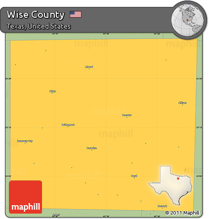 Savanna Style Simple Map of Wise County