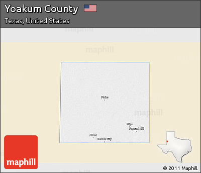 Classic Style 3D Map of Yoakum County, single color outside