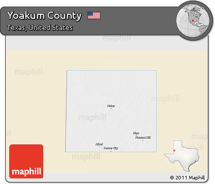 Classic Style 3D Map of Yoakum County, single color outside