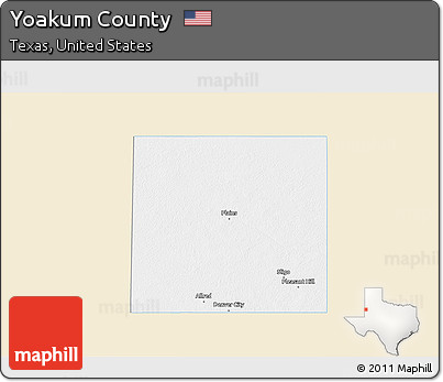 Classic Style 3D Map of Yoakum County, single color outside