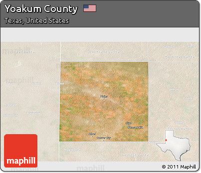 Satellite 3D Map of Yoakum County, lighten