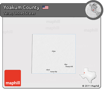 Silver Style 3D Map of Yoakum County, single color outside