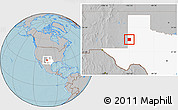 Gray Location Map of Yoakum County, highlighted parent region, hill shading