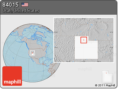 Gray Location Map of ZIP Code 84015, highlighted state, hill shading