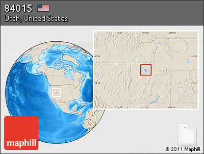 Shaded Relief Location Map of ZIP Code 84015