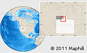 Shaded Relief Location Map of ZIP code 84015, highlighted county, highlighted state