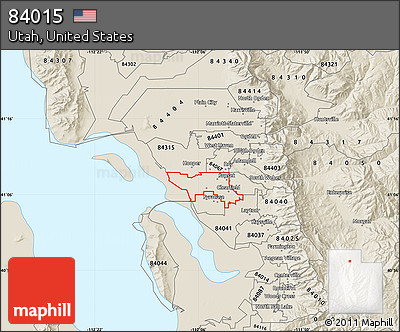 Shaded Relief Map of ZIP Code 84015