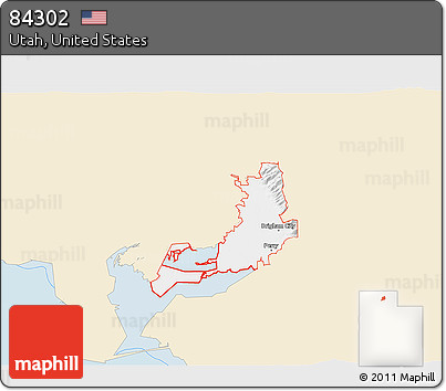 Classic Style 3D Map of ZIP Code 84302, single color outside