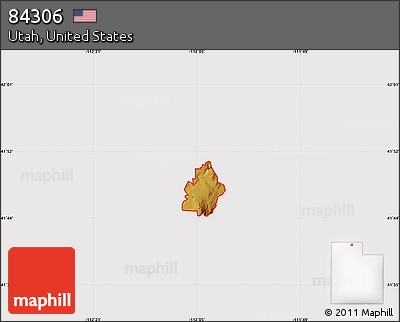 Physical Map of ZIP Code 84306, cropped outside