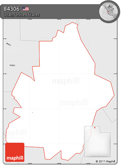 Silver Style Simple Map of ZIP Code 84306