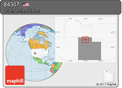 Political Location Map of ZIP Code 84307, highlighted country, highlighted state