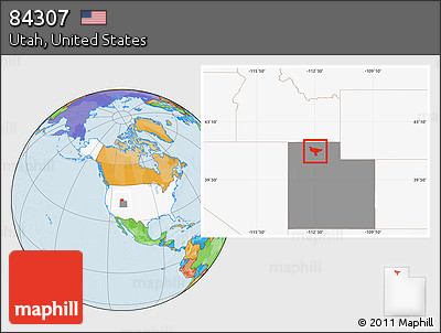 Political Location Map of ZIP Code 84307, highlighted country, highlighted state