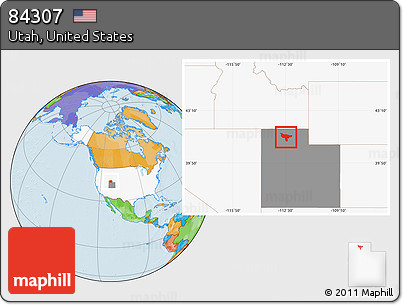 Political Location Map of ZIP Code 84307, highlighted country, highlighted state